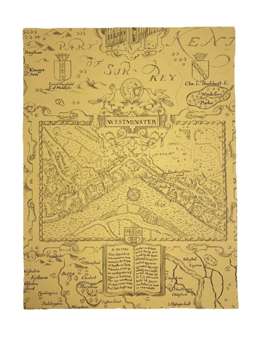 THIBAUT Wallpaper Sample Sheet London Westminster Map 13.25” x 17.5”